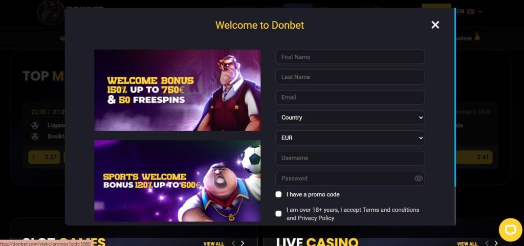 Donbet promo code